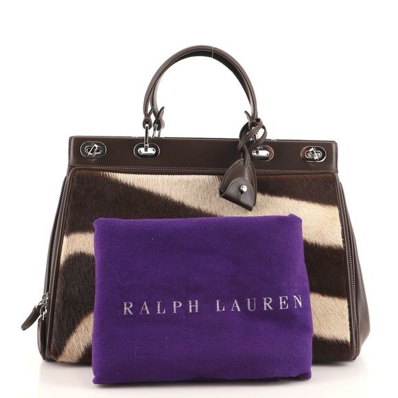 Ralph Lauren Collection Voyager Bag Printed Pony Hair and Leather Brown, Print - Picture 2 of 7